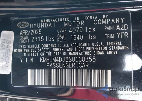 2025 Hyundai Elantra Hybrid Sel Sport z USA, uszkodzony, nr VIN KMHLM4DJ8SU160355